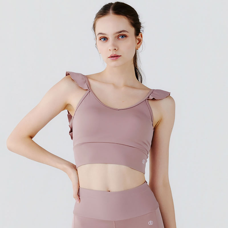 LITHEE(リジー)のヨガウェア　上 LITHEE（リジー）】ソフトフリルブラトップ（ピンク）｜LITHEE YOGA