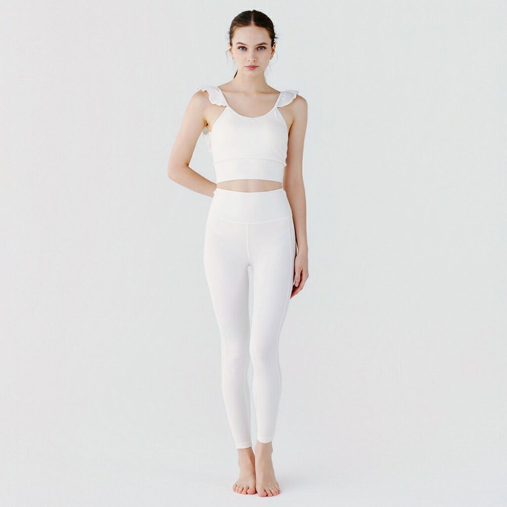 LITHEE（リジー）】ソフトフリルブラトップ（ホワイト）｜LITHEE YOGA